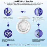 Ultrasonic Retainer Cleaner Dentures Cleaning Machine for Aligner, Mouth Guard, Whitening Trays, Toothbrush Head, Designed to Cl